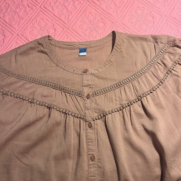 OLD NAVY Dark Pink Long-Sleeve Embroidered Button Up Blouse‎ size XXL - Picture 4 of 6